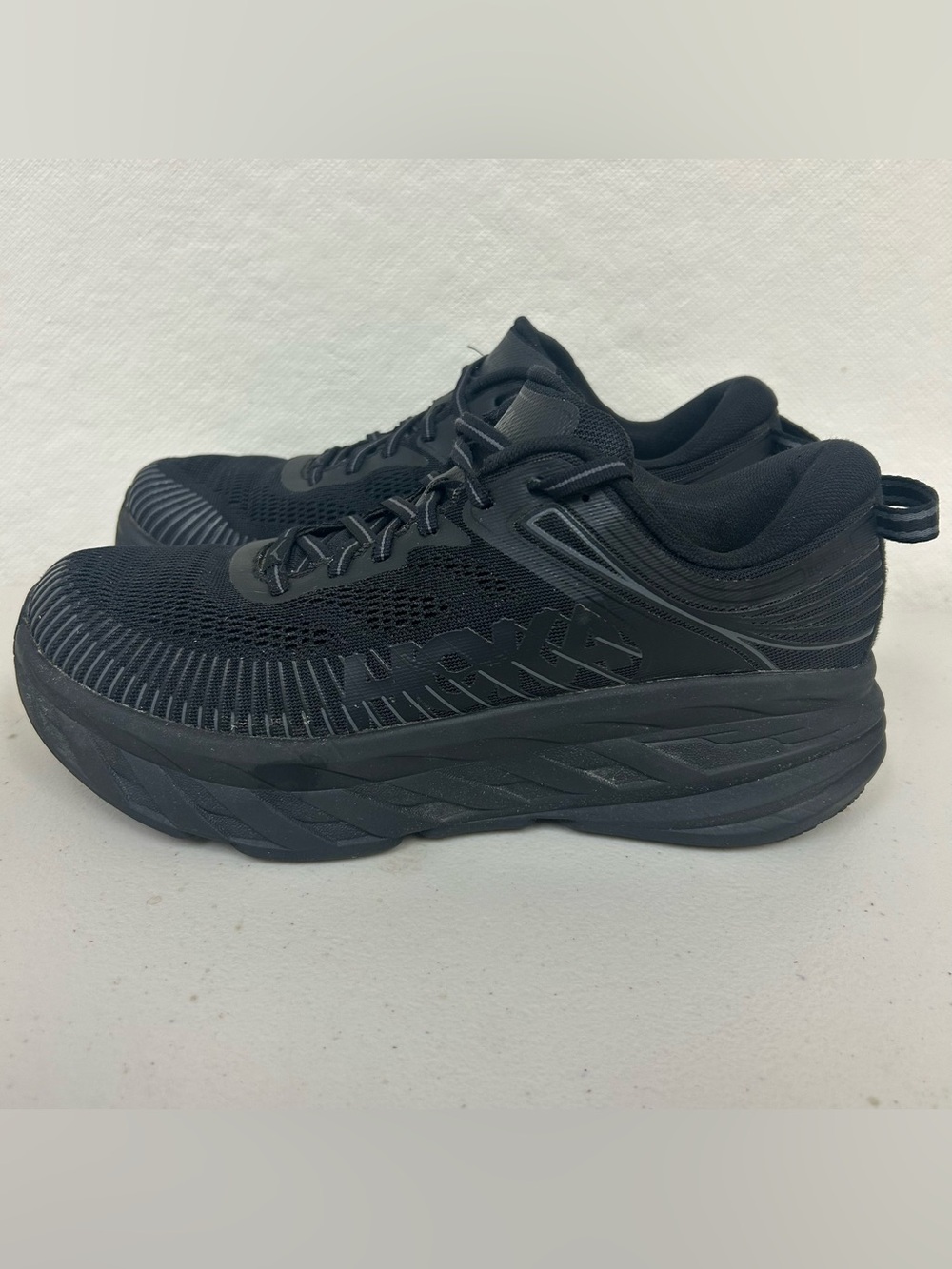 Hoka One One W Bondi 7 Triple Black Running Shoe Womens Size 9 All Black CLEAN!!